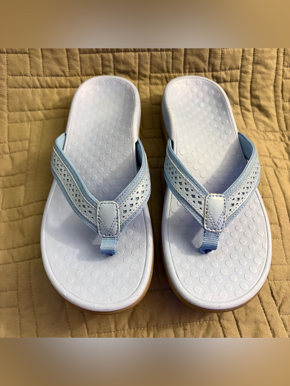 Vionic Tide Sally Leather Blue Flip Flop Sandals Shoes Women US 8 Orthotic New - Picture 2 of 13